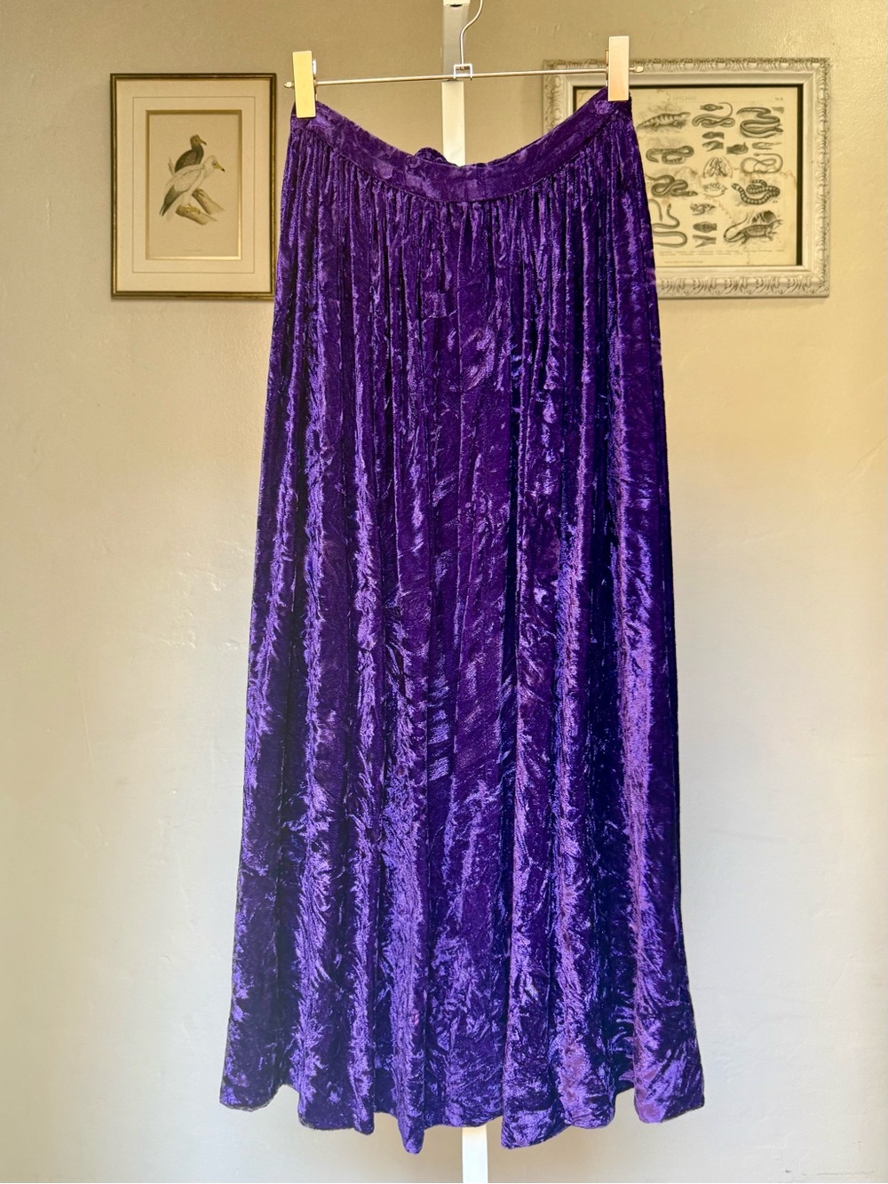 Vintage Purple Crushed Velvet Maxi Skirt XXS Waist 22”